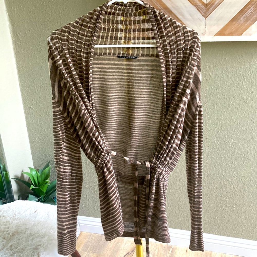 Elie Tahari sheer animal print cardigan size small